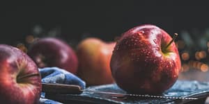 Apple on cutting board