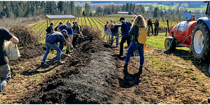 Bio Char in Field with Workers