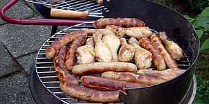 variety of meat on a grill