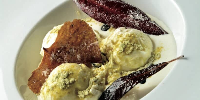 Candied Tree Leaves in ice cream_NewWildcraftedCuisine candied tree leaves