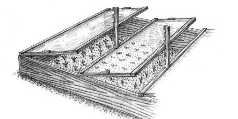 coldframvent_fourseasonharvest Cold frame with lights being vented