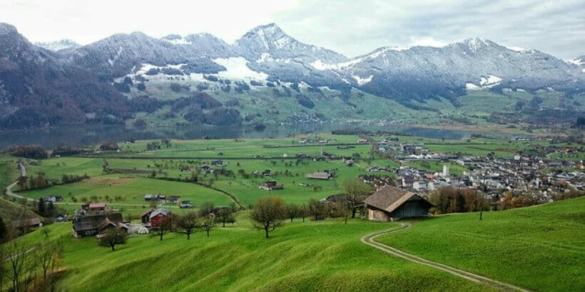 overlooking a village